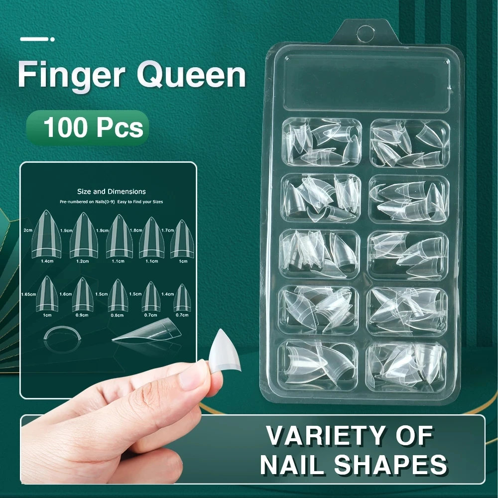 

500Pcs Nail Art Short False Nails Acrylic Fake Stick-On Capsule Tips Set Full Box French Almond Clear Top Manicure Tools