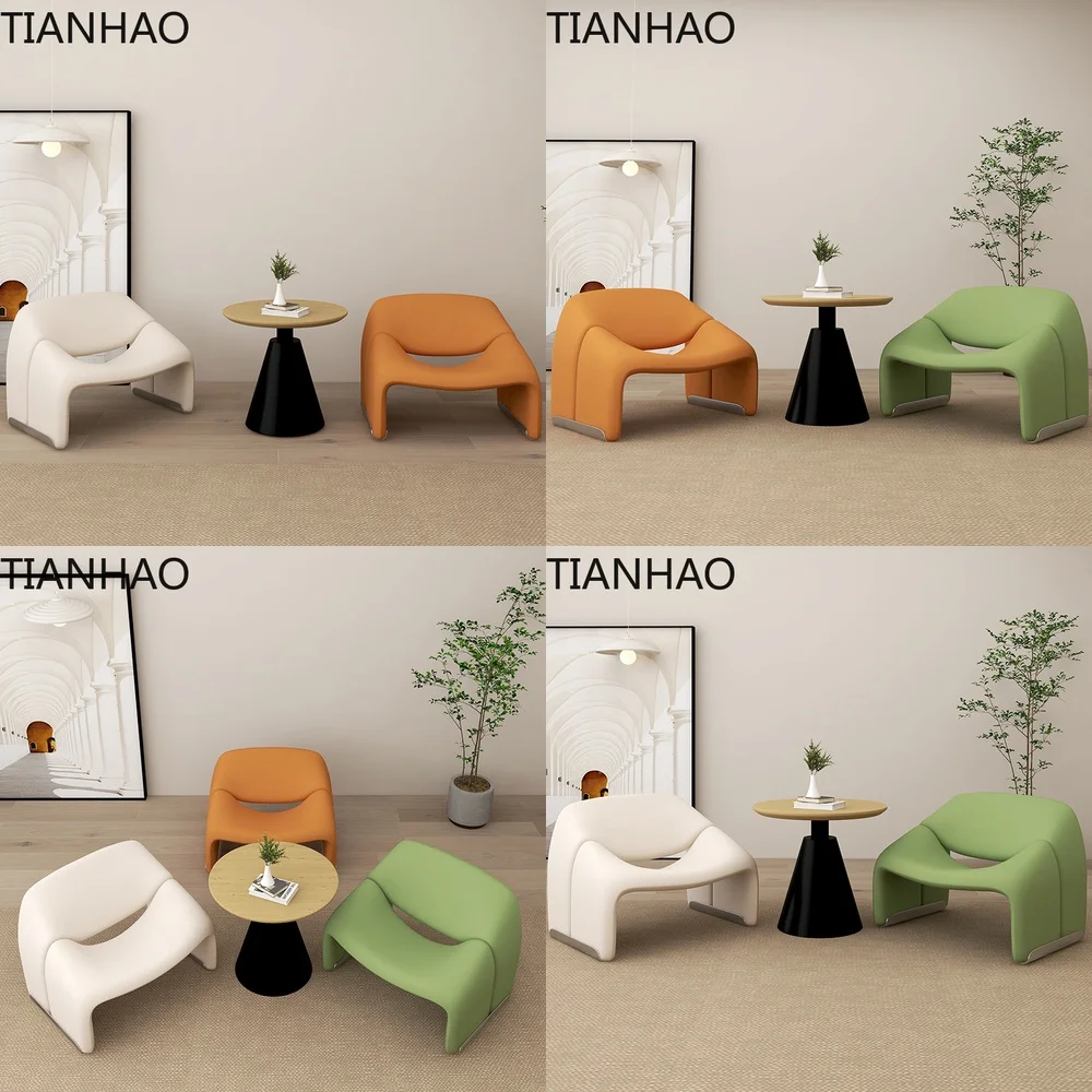 Nordic Minimalist Lounge Table Set for Office Lobby Hotel Reception Area with Matching Armchairs Round Coffee Table for