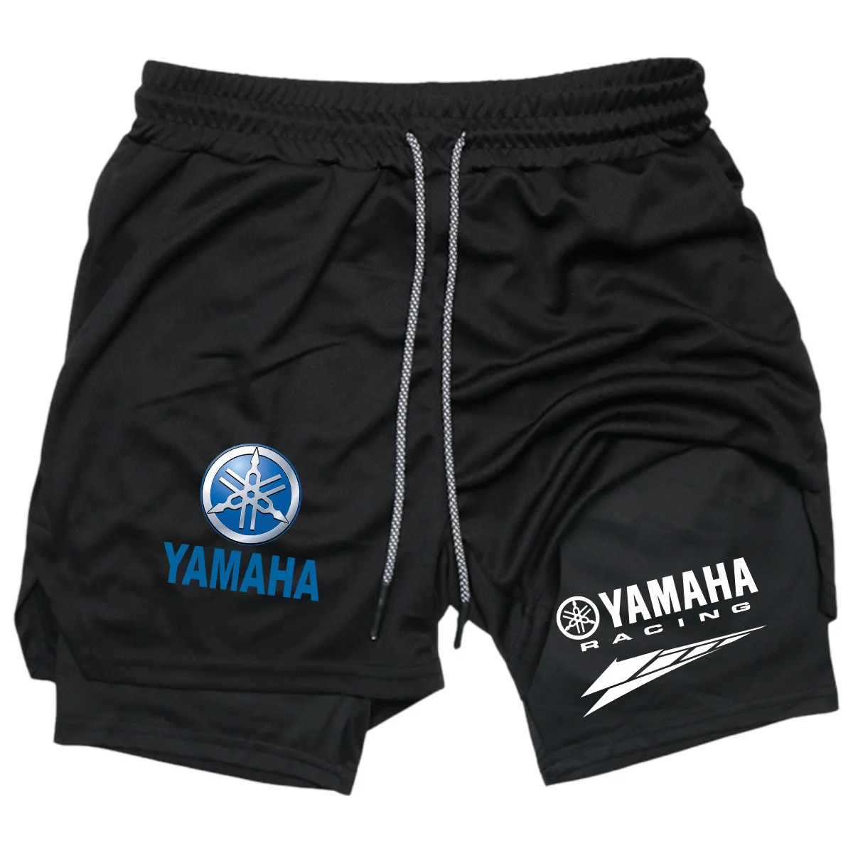 Summer Yamaha logo men's running shorts 2-in-1 double-layer gym sportswear comfortable and breathable men's sportswear