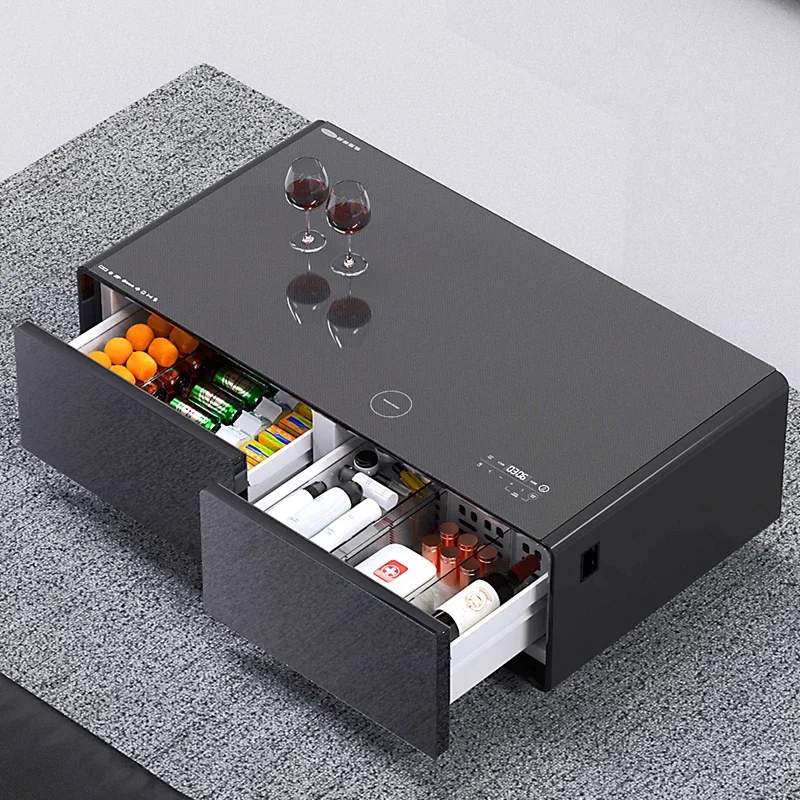 Coffee table with refrigerator and speakers Smart coffee table with refrigerator built-in speakers Wireless charging