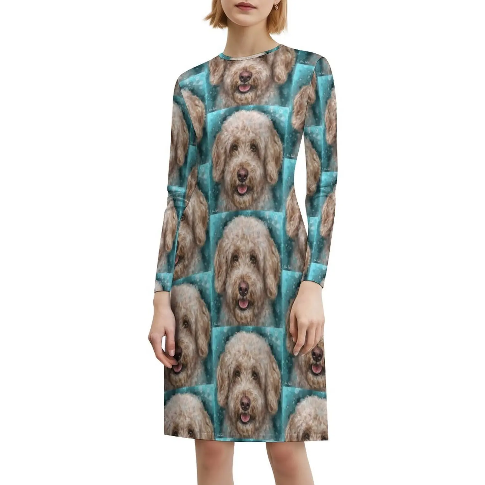 لوحة معاصرة لكلب رائع مع فستان بوهيمي عتيق بأكمام منتفخة أو خيارات بلا أكمام لفستان النساء #6