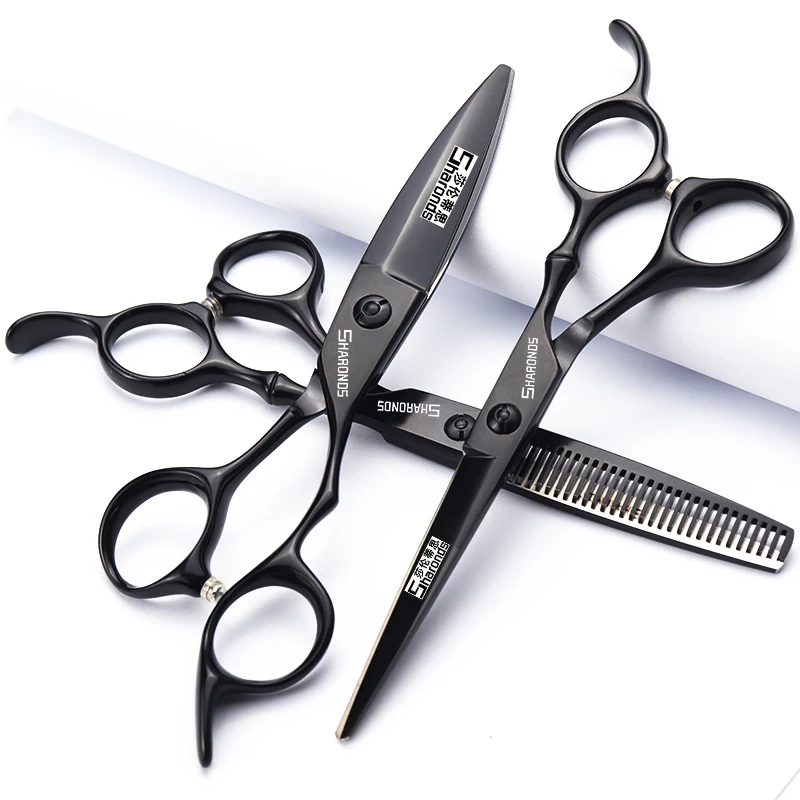 Hairdressing salon hair clippers, professional and authentic 6-inch hairstylist specific flat scissors, thin tooth scissors set.