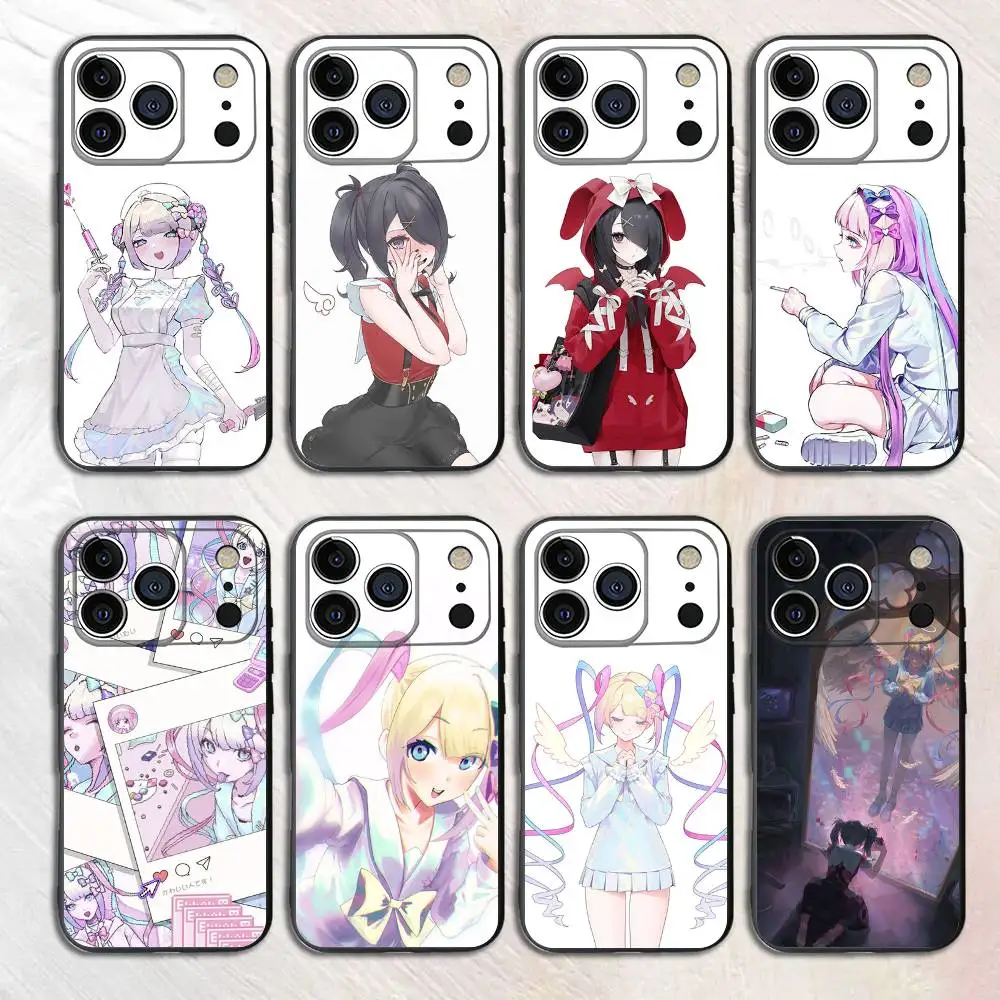 

Pixelation KAngel Ame-Chan Silicone Soft Phone Case For iPhone17,16,15,14,13,12,11 Pro Max Plus mini XS XR SE Cover