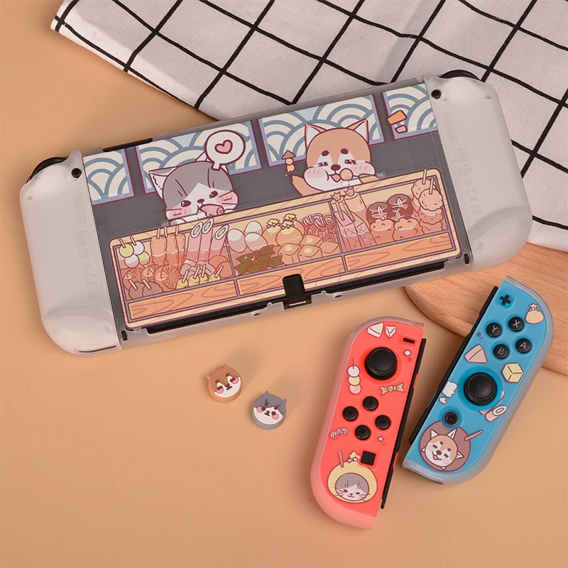 

Cooking Cat Dog Switch OLED Shell Matte Transparent TPU Protective Case For Nintendo Switch OLED NS JoyCon Controller Accessorie