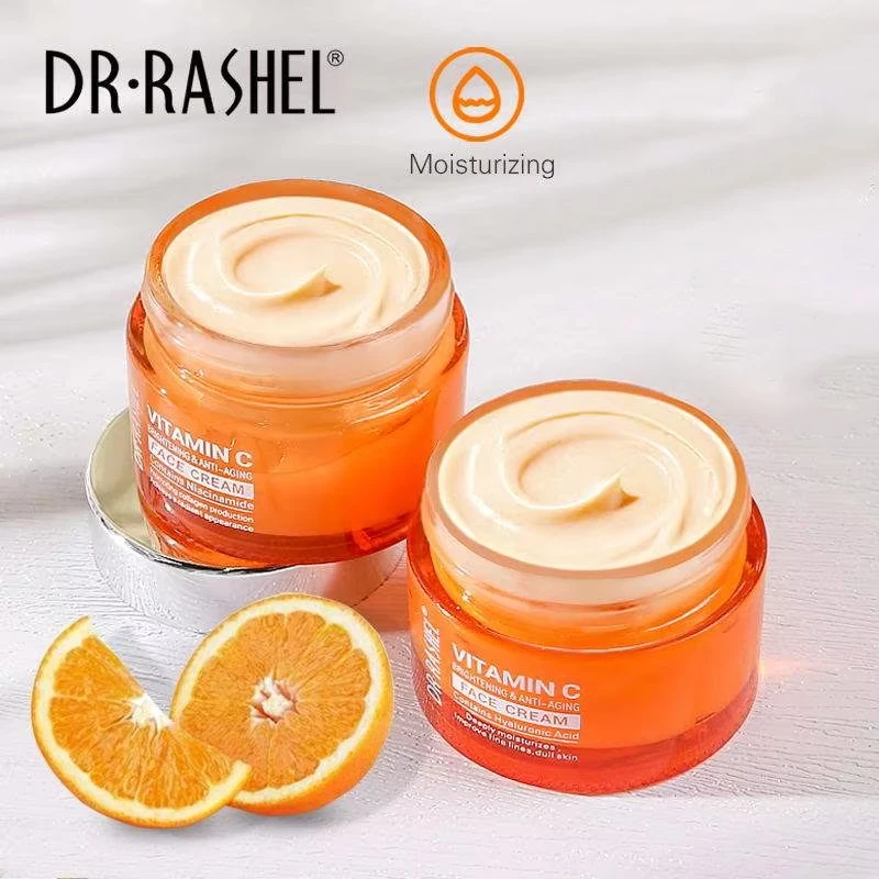 

Vitamin C Face Cream Whitening Moisturizing Improve Fine Lines Dull Skin Hyaluronic Acid Serum