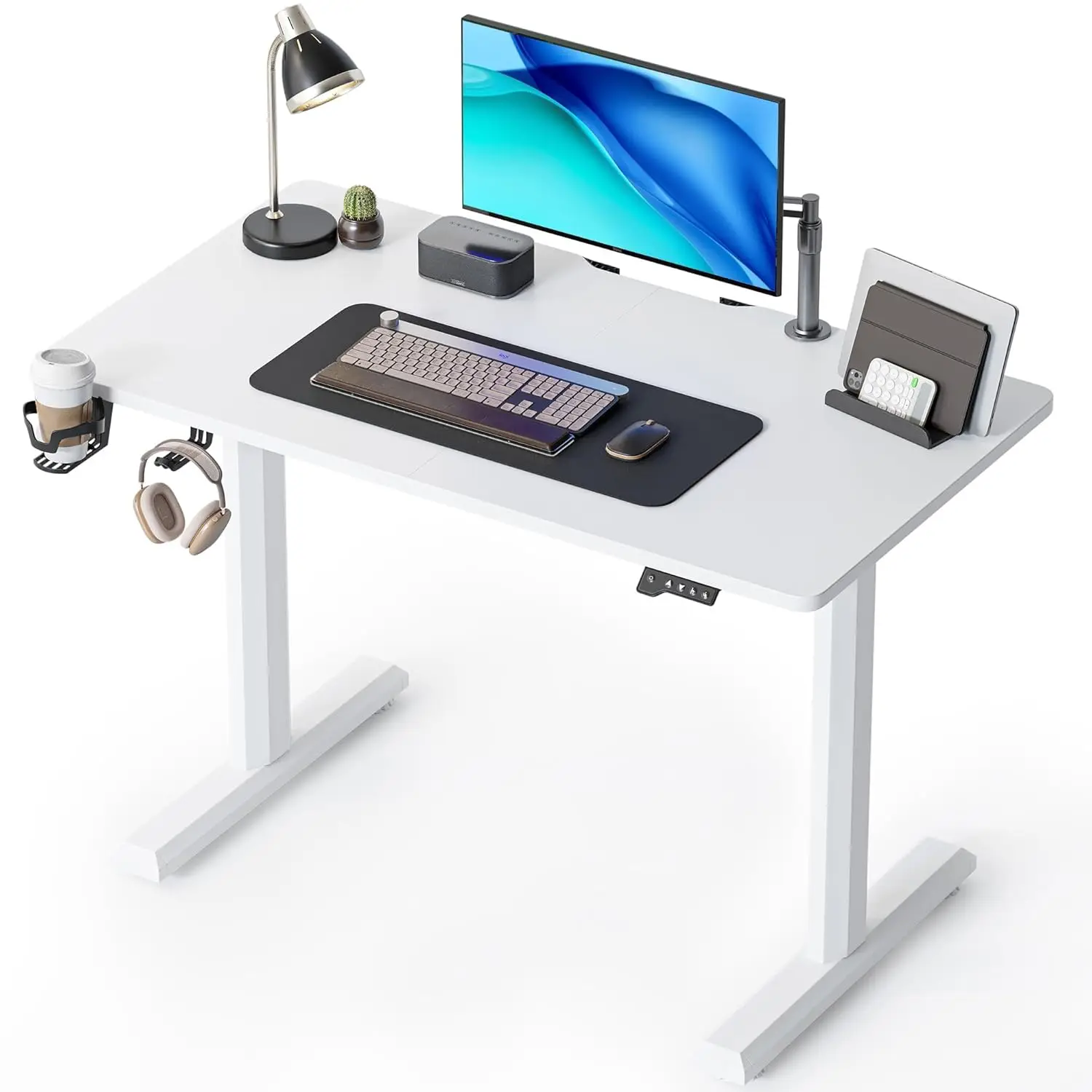 

Height Adjustable Electric Standing Desk 44x24 Sit Stand Home Office Table with Splice Board White Customized