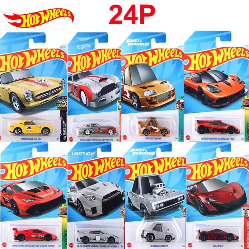 Hot Wheels-Coche de juguete Original para niños, Honda Aston Martin, Fast & Furious, Toyota Supra, Lamborghini, huracán, Nissan GTR, 24P, 1/64