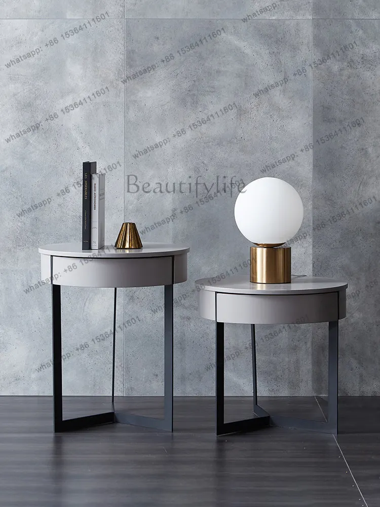 HOT Nordic light luxury bedside table wrought iron modern simple bedside table