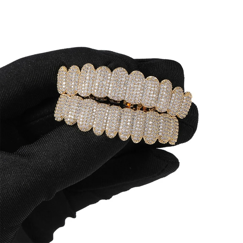 Anztilam بلينغ الشوايات الطويلة مثلج خارج Grillz كامل الزركون الأسنان تألق شواء الرجال النساء الهيب هوب الأسنان الشوايات قبعات مجوهرات الأزياء
