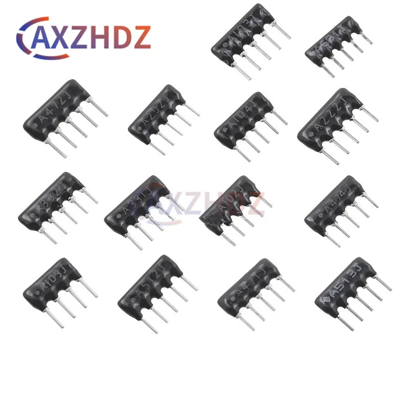 10PCS 5Pin A103J A471J A511J A102J A332J A472J A223J A104J 470 510 ohm 1K 2.2K 3K 3.3K 4K7 5K1 10K 22K 47K 100K Network Resistor