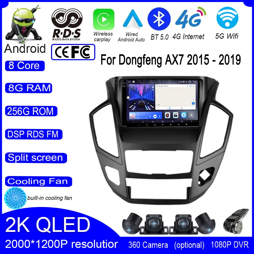 

9 дюймовый Android 14 для Dongfeng AX7 2015 - 2019 GPS автомобильный радиоприемник навигация мультимедийный проигрыватель видео 5G + Wifi стерео автомобильный экран