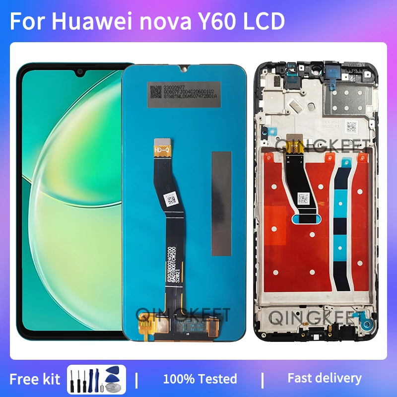 

ЖК-дисплей 6,6 дюйма для Huawei nova Y60, цифровой преобразователь сенсорного экрана в сборе для nova Y60, ЖК-дисплей с рамкой