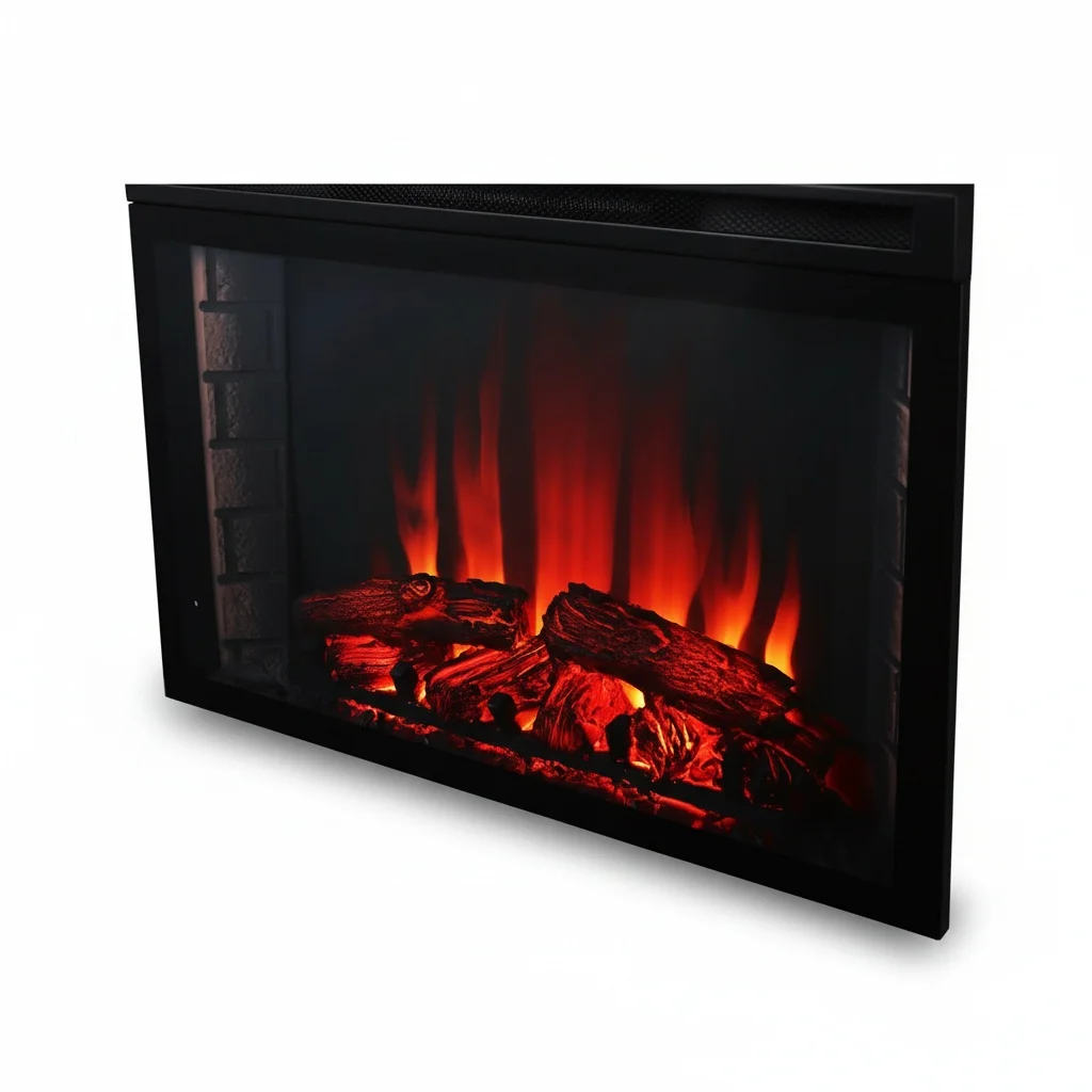3D Flame Electric Fireplace, 44 inch Wall Mounted Flame Heater, RGBW LED Decorative Fireplace, PTC Ceramic Heater with Drawers