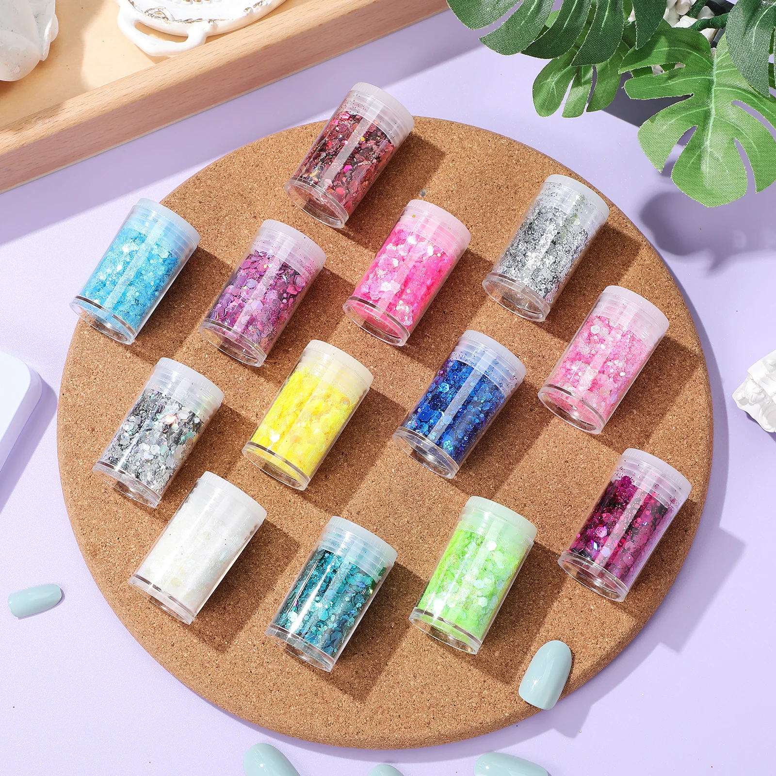 

32 Bottles Nail Flakes Assorted Shimmer Powder Fine Glitter Manicure Decorations Valentine Day Nail Glitter Sequins Art