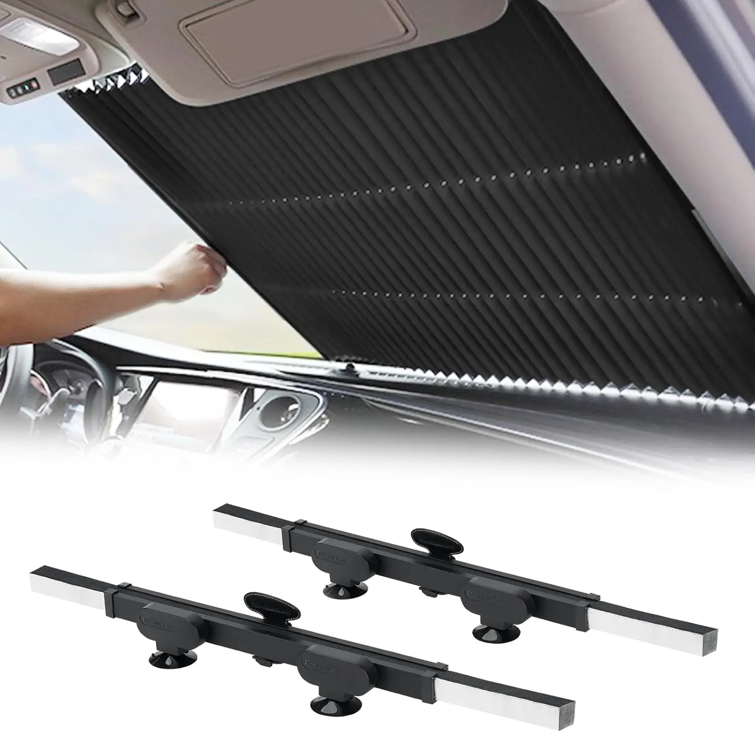 2-Pack Retractable Car Sun Shades, Blocks 99% UV, Fits Most Cars, Easy Foldable for Cool Interior Protection