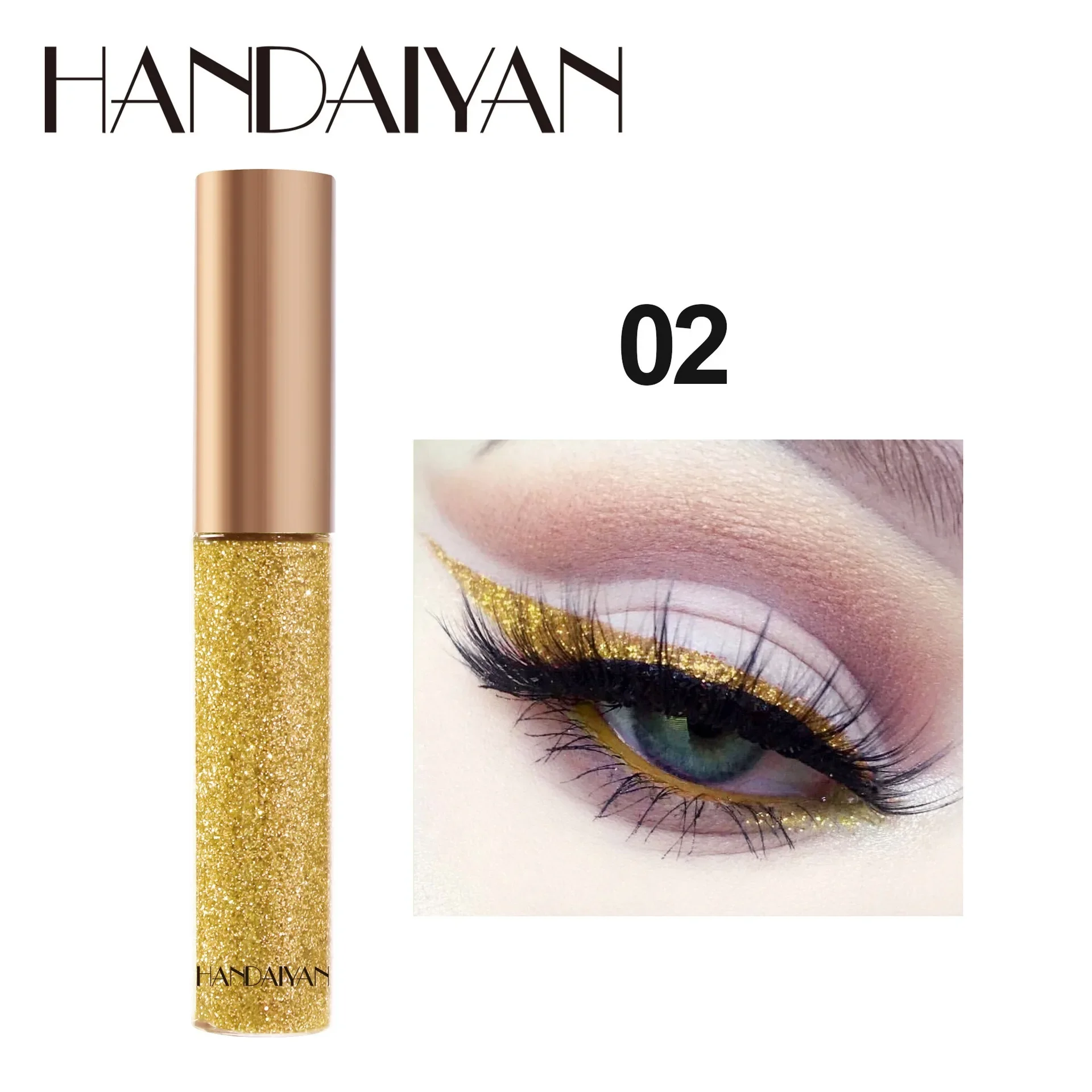 HANDAIYAN Glitzer-Flüssig-Eyeliner-Stift Funkelndes Hochglanz-Pigment Bühnen-Diamant-Lidschatten Langanhaltend Wasserfest Augen-Make-up – Detail 22