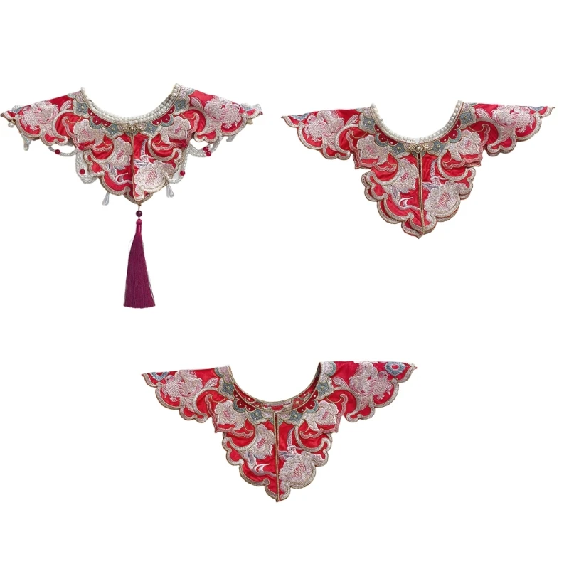 

Traditional Embroidered Collar Sewing Applique Crafts Necklines with Floral Pattern for Chinese Culture Enthusiasts