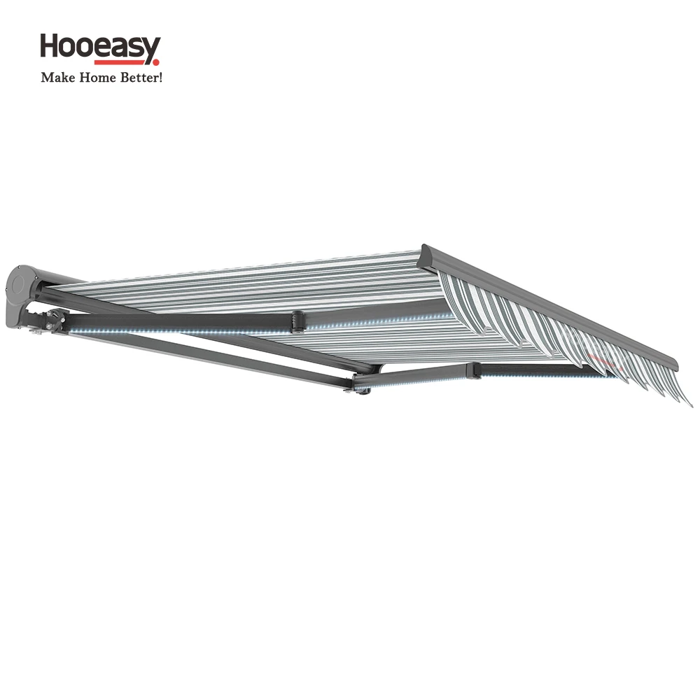 New Removable Auto Retractable Window Canvas Awnings for windows with LED Lighting