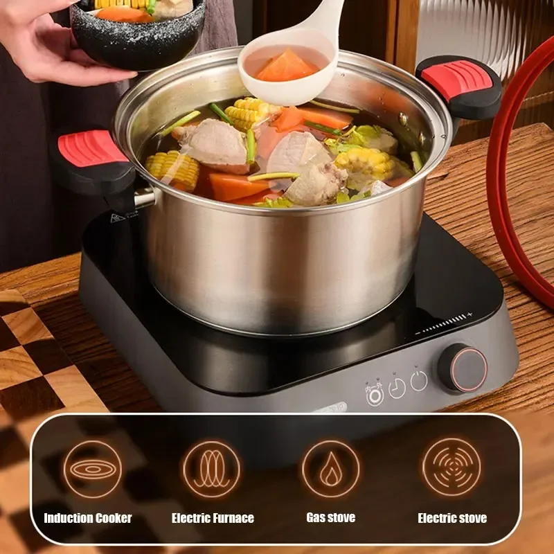 3.5L Micro Pressure Cooker Stainless Pressure Canner with Lid Household Explosion-Proof Stew Pot Quick Heating Cooking Machine