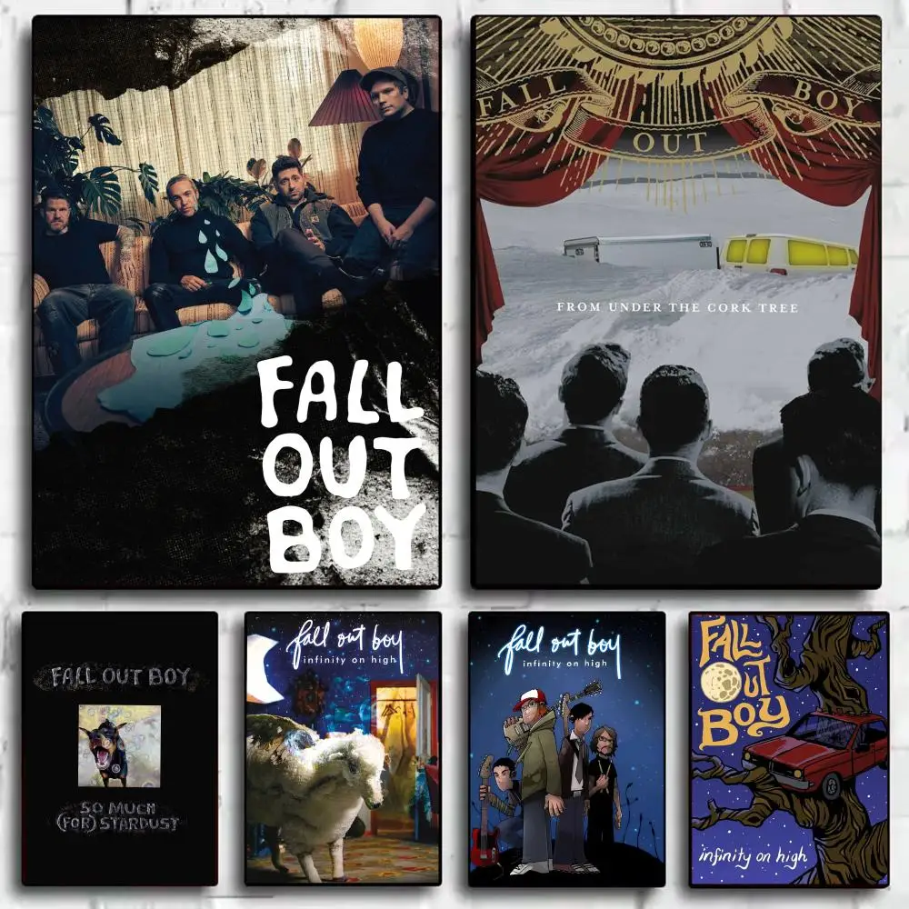 F-Fall Out Boy Poster Stickers Mural Painting Self-Adhesive Wall Decals for Bedroom Living Room Home HD Decor Gift