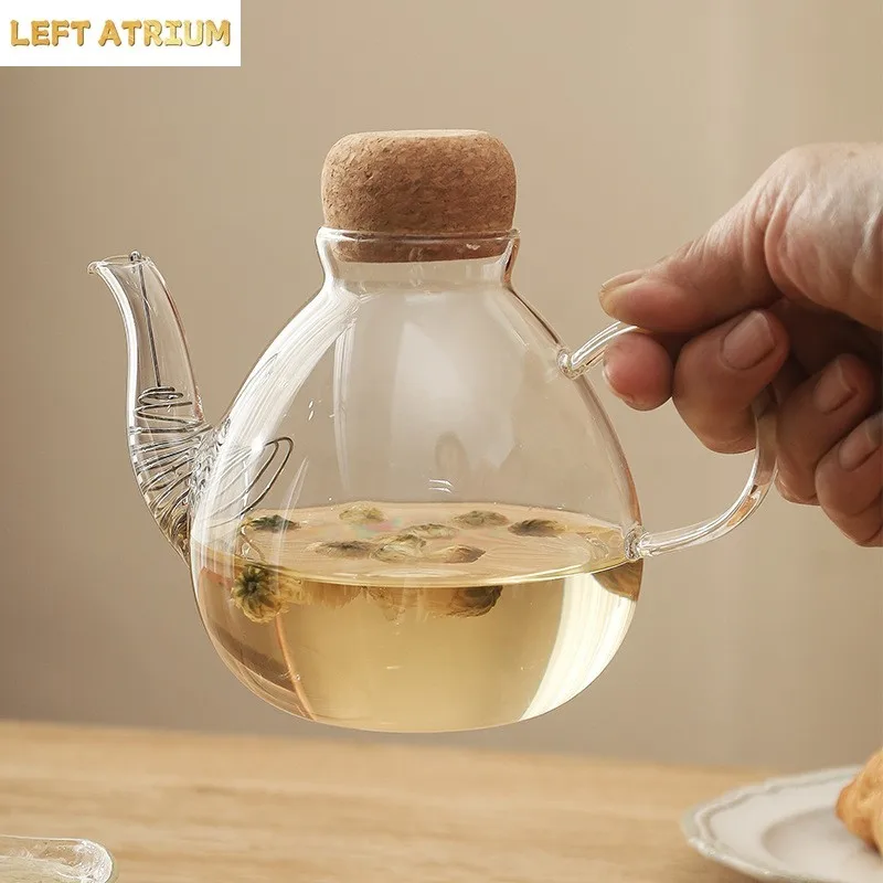 Glass flower teapot electric ceramic stove teapot multifunctional household health pot cork teapot