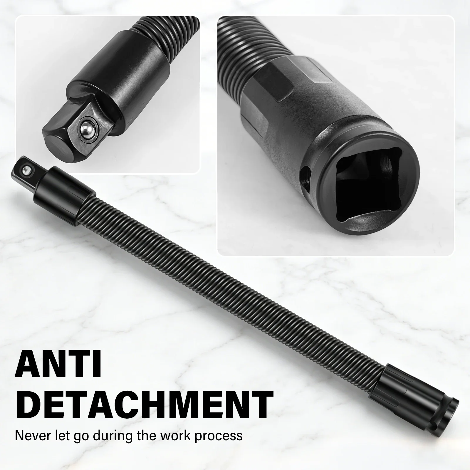 1/2 Flexible Socket Extension Ratchet Spring Bar 45 Degree Bend Heavy Duty CR-V Torque Extender Anti Slip Tool for Mechanic Repa view 5