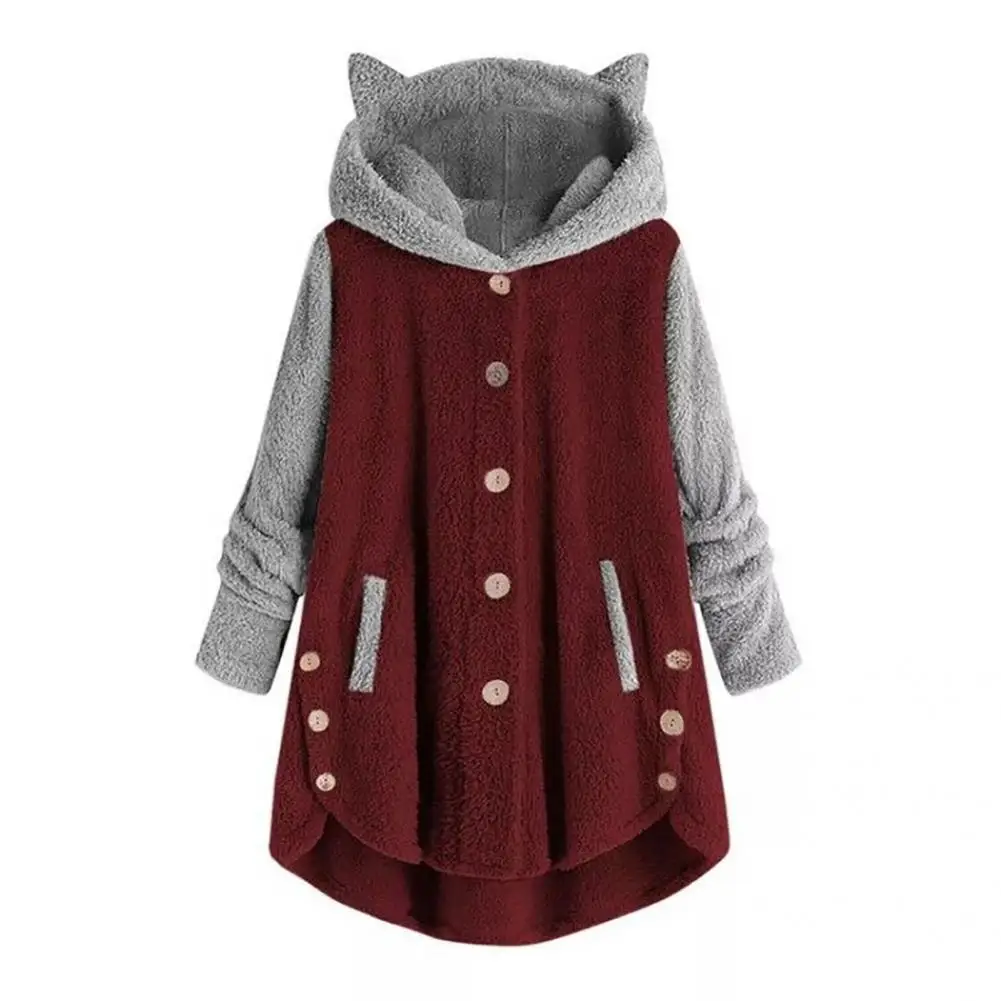 Lovely Women Jacket Cartoon Hooded Easy-Care Soft Girls Warm Jacket