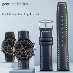 For Citizen Blue Angel Air Eagle  Genuine Leather  with Second-generation AT8020 JY8078 20 23mm Men's  Waterproof Watch Strap