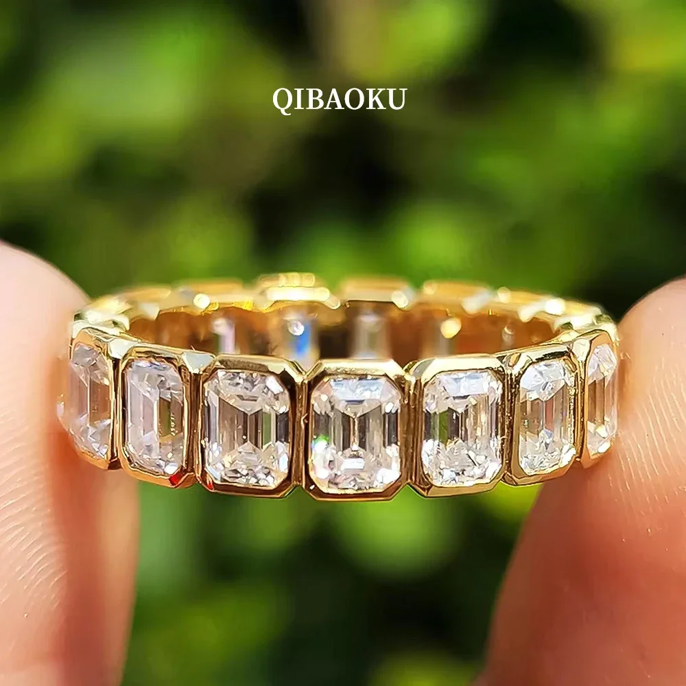 FCGJHW 3*4mm Emerald Moissanite Rings S925 Silver D Color Lab Diamond for Women Men Eternity Band Gifts Fine Jewelry GRA 2026