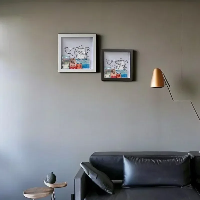 Money Box Wooden Piggy Bank Square Photo Frame Picture Display Holder Ticket Storage Case Piggy Savings Box Hucha