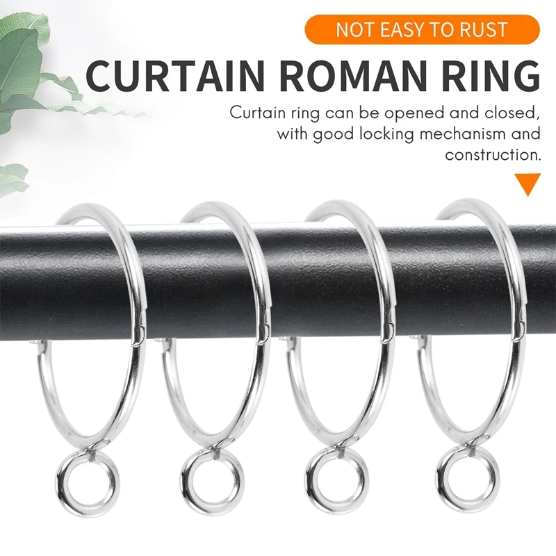 20 Pcs Openable Silver Curtain Rings Open And Close Metal Rustproof Drapery Loops With Eyelet For Hook Pins (1.5 Inch)