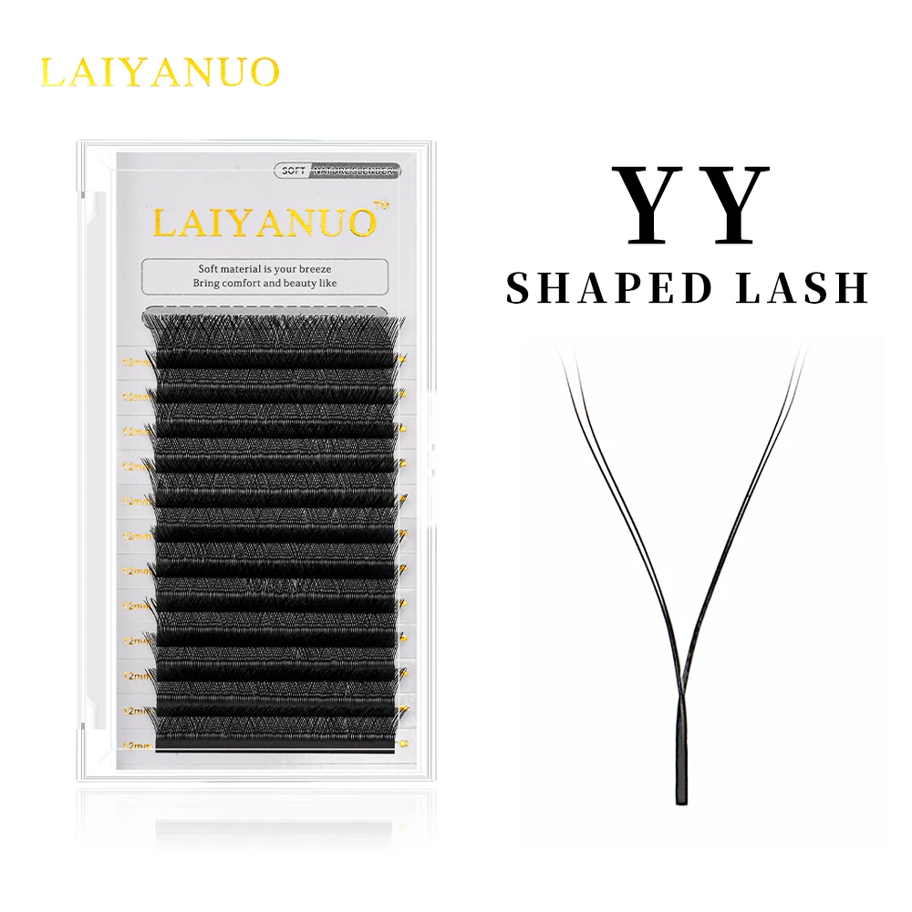 LAIYANUO YY Shape Triple Tips Hand Woven Premium Soft Light Natural Eyelashes Extension Supplies Makeup Mesh Net Cross Lash