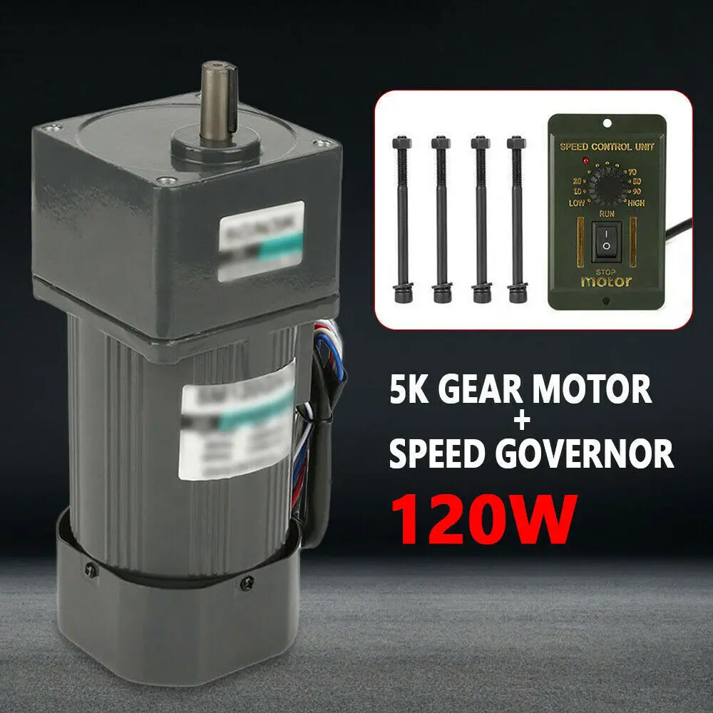 New 220V 120W 5K AC Gear Motor Electric Motor Variable High Torques W/ Speed Controller 0-270RPM