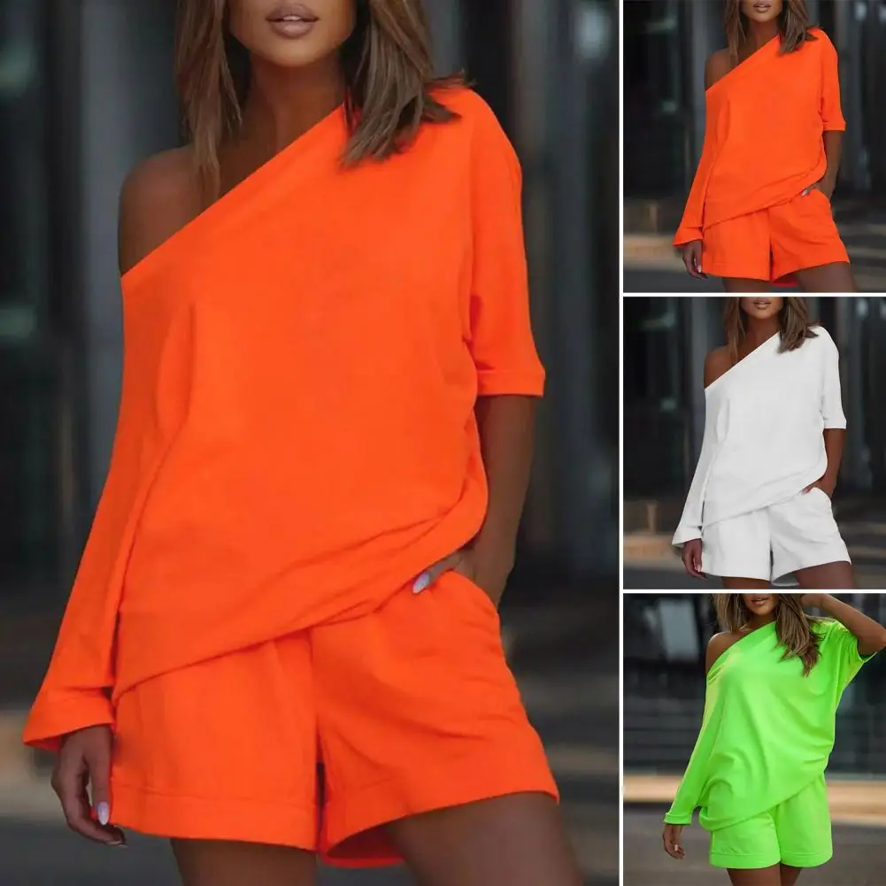 Oversized 2 Pcs/Set Trendy Bright Women Tracksuit Set Breathable Women Tracksuit Pure Colors   for School