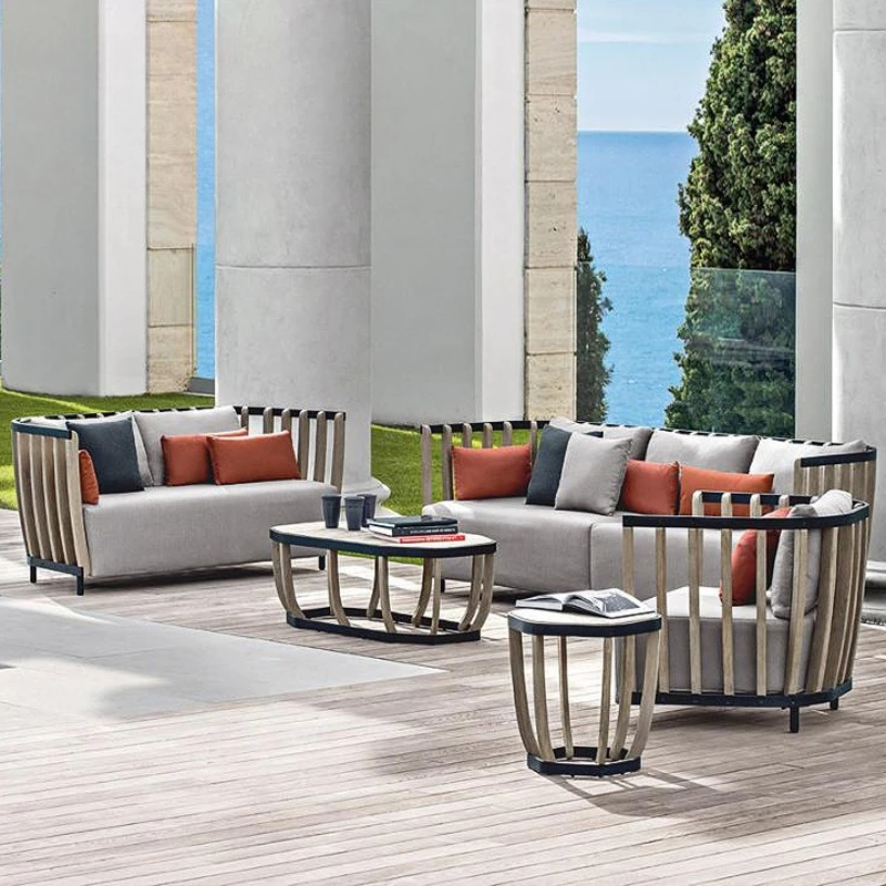 Outdoor sofa teak villa leisure rattan chair combination