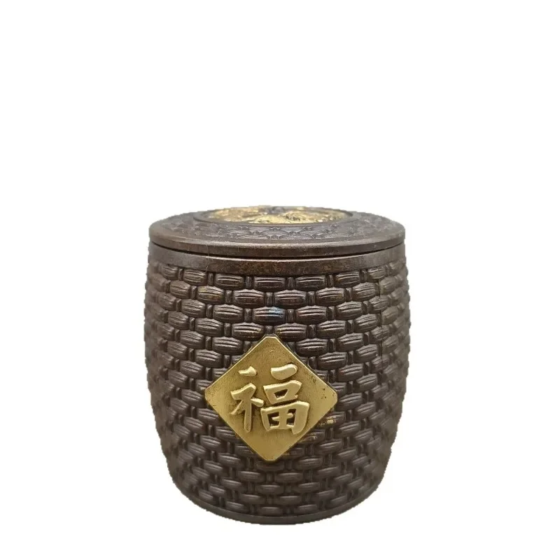 

Brass cornucopia rice tank jar office desktop small ornament study decoration