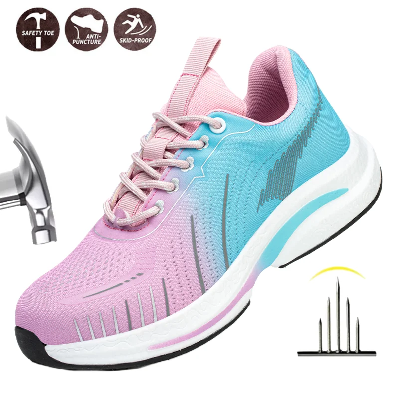 

Steel Toe Anti Shock Indestructible Safety Shoes Security Protective Shoes Non Slip Lightweight Breathable Sneakers for Women