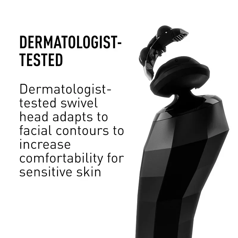 Rasoio elettrico smussato da uomo, rasoio elettrico a lamina, bagnato e asciutto, impermeabile, ricarica rapida, ricaricabile senza fili, nero