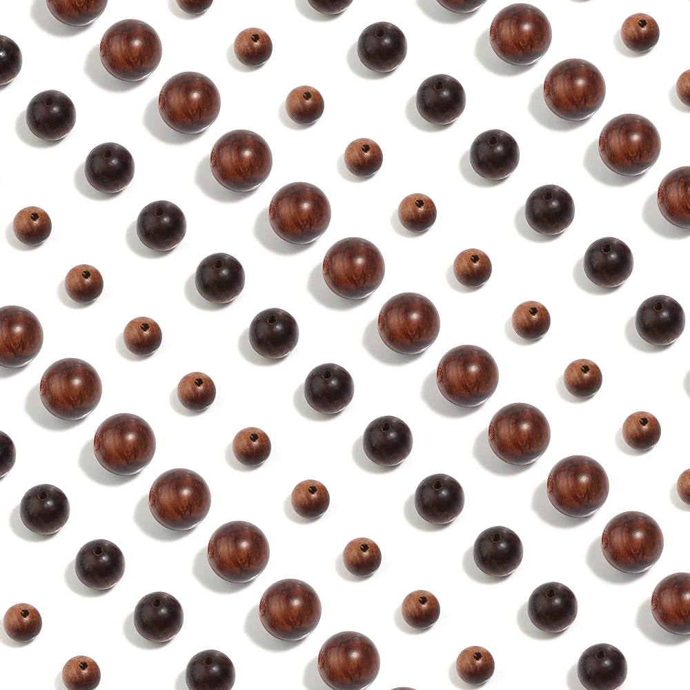 30-100pcs Black Rosewood Round Wood Beads Natural Wooden Loose Spacer Beads For DIY Bracelet Necklace Jewelry Making Supplies