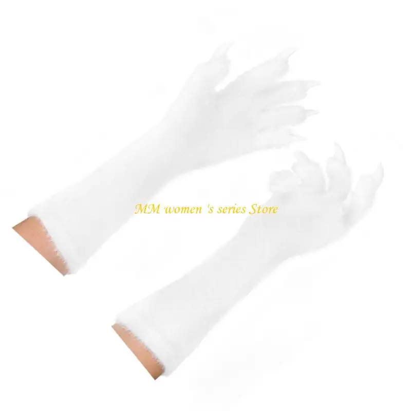 Q39C Halloween Performances Gloves Animal Claw Design Long Nails For Cosplay Breathable Practical Nylon Glove Easy Maintenance