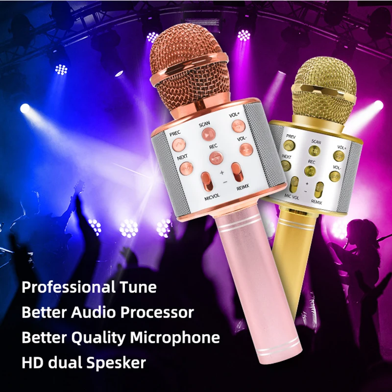 

Children Bluetooth Karaoke Microphone Gift For Kids Microphone Audio Microphone Karaoke Device LED Lights Mic