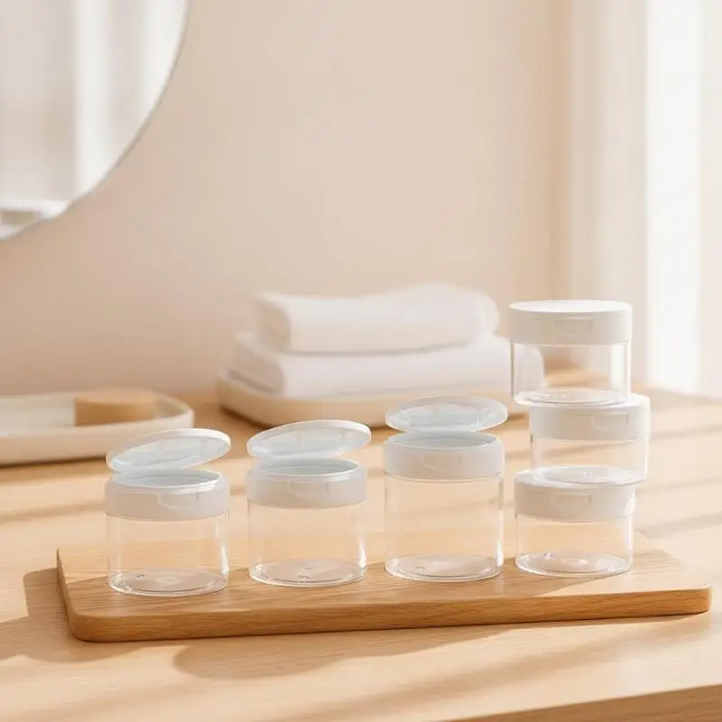 Makeup Remover Pad Jar With Tweezers Round Clear Container Jars Empty Bottle Wide Mouth Flap Bottle Storage Lotion