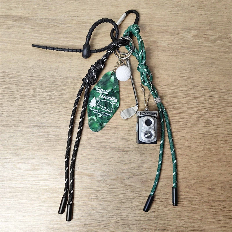 1 Piece Ins Retro Camera Sports Golf Car Keyring Handmade Colorful Woven Rope Keychain Bag Pendant Gift For Men And Women