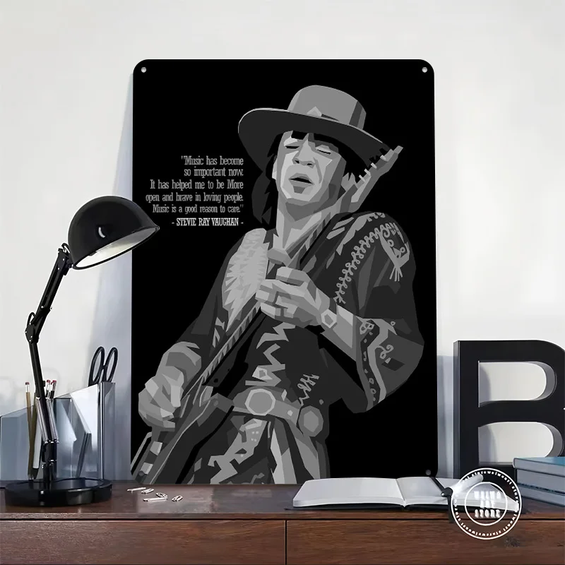 Stevie Ray Vaughan Quotes Art Personalized 3D Textured Metal Poster Wall Art Tinplate Sign for Decoration Room Bar Accessories