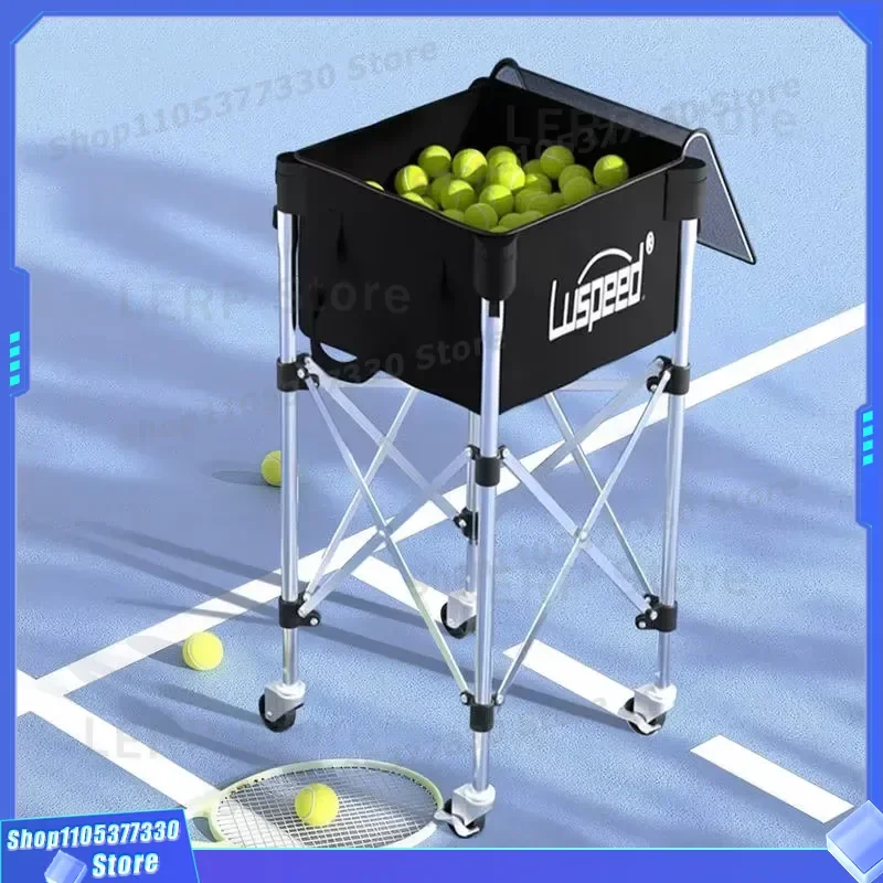 Portable Stainless Steel Tennis Ball Cart Foldable Lightweight Basket Holder 200 Balls Capacity 50kg Durable OEM Trolley