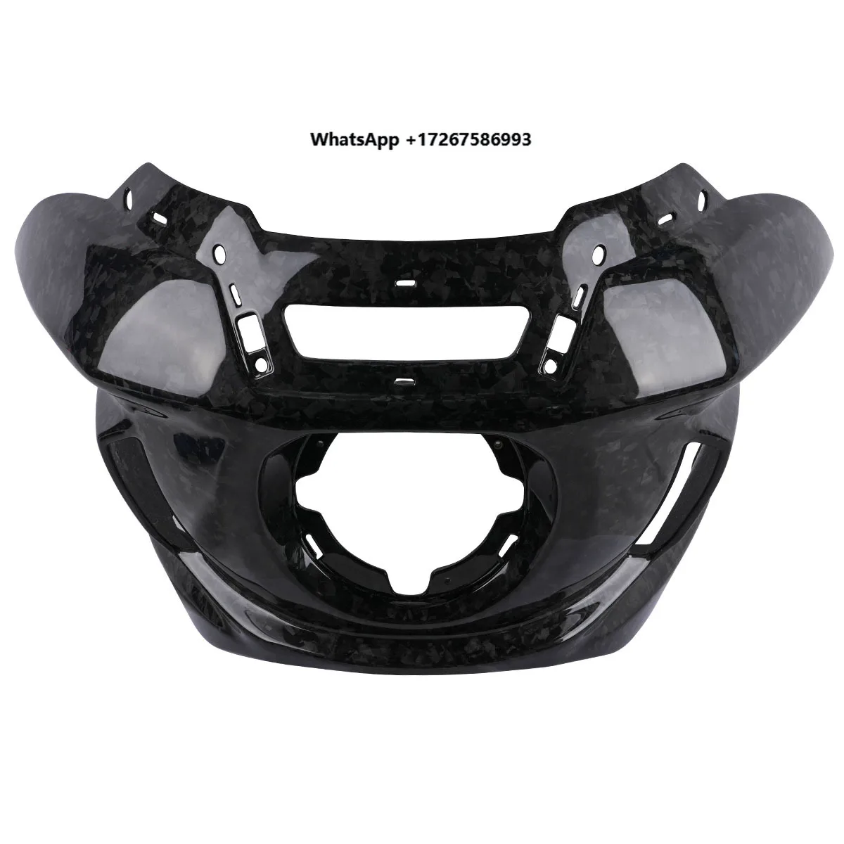 Glossy Forged Carbon Fiber OEM Replacement Front Motorcycle Fairing Cowl Black Color Compatible with for 2014-2023 Road Glide