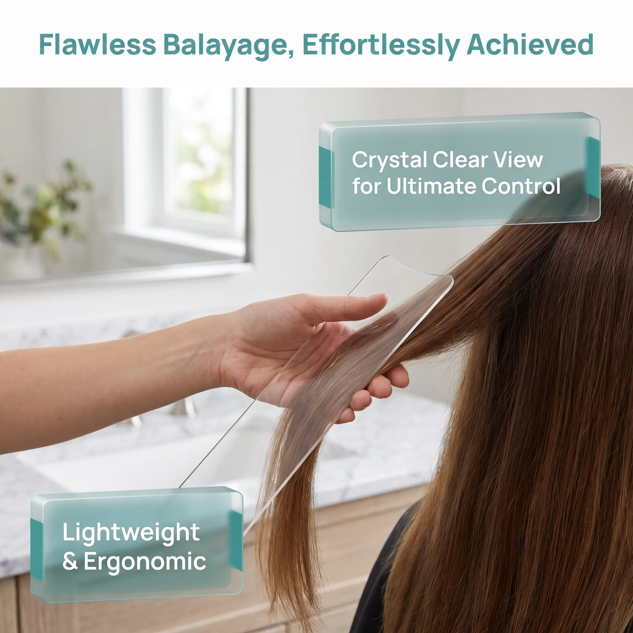 2Pcs Clear Transparent Hair Highlighting Board Curved Design for Precise Coloring Foil Application Dye Paddle Hair Styling