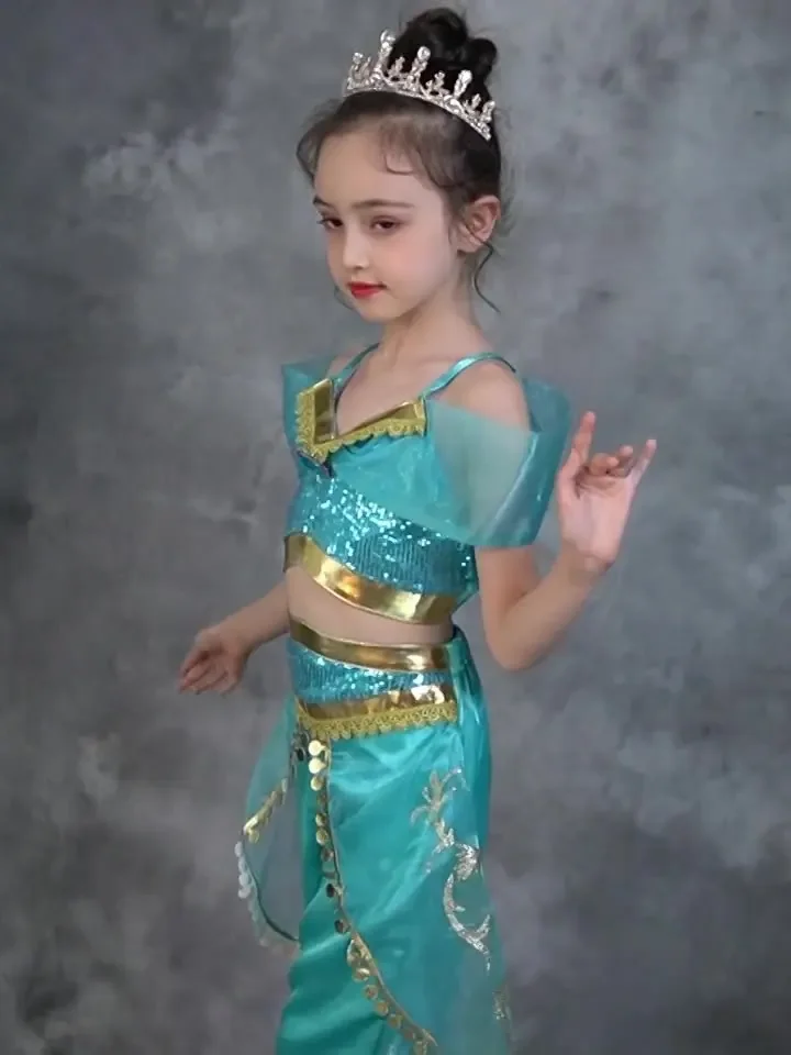 الفتيات الياسمين زي فستان الأميرة العربية الاطفال حفلة عيد ميلاد عيد الميلاد فستان بتصميم حالم الطفل الياسمين تأثيري الملابس 3-10 سنوات #2