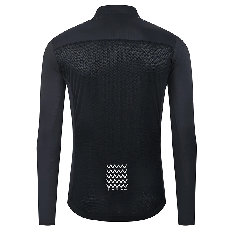 YKYW Herren winddichte wasserdichte Langarm-Radjacke YKK Doppelreißverschluss atmungsaktive MTB-Fahrradbekleidung Tops Pro Team Jersey – Detail 15