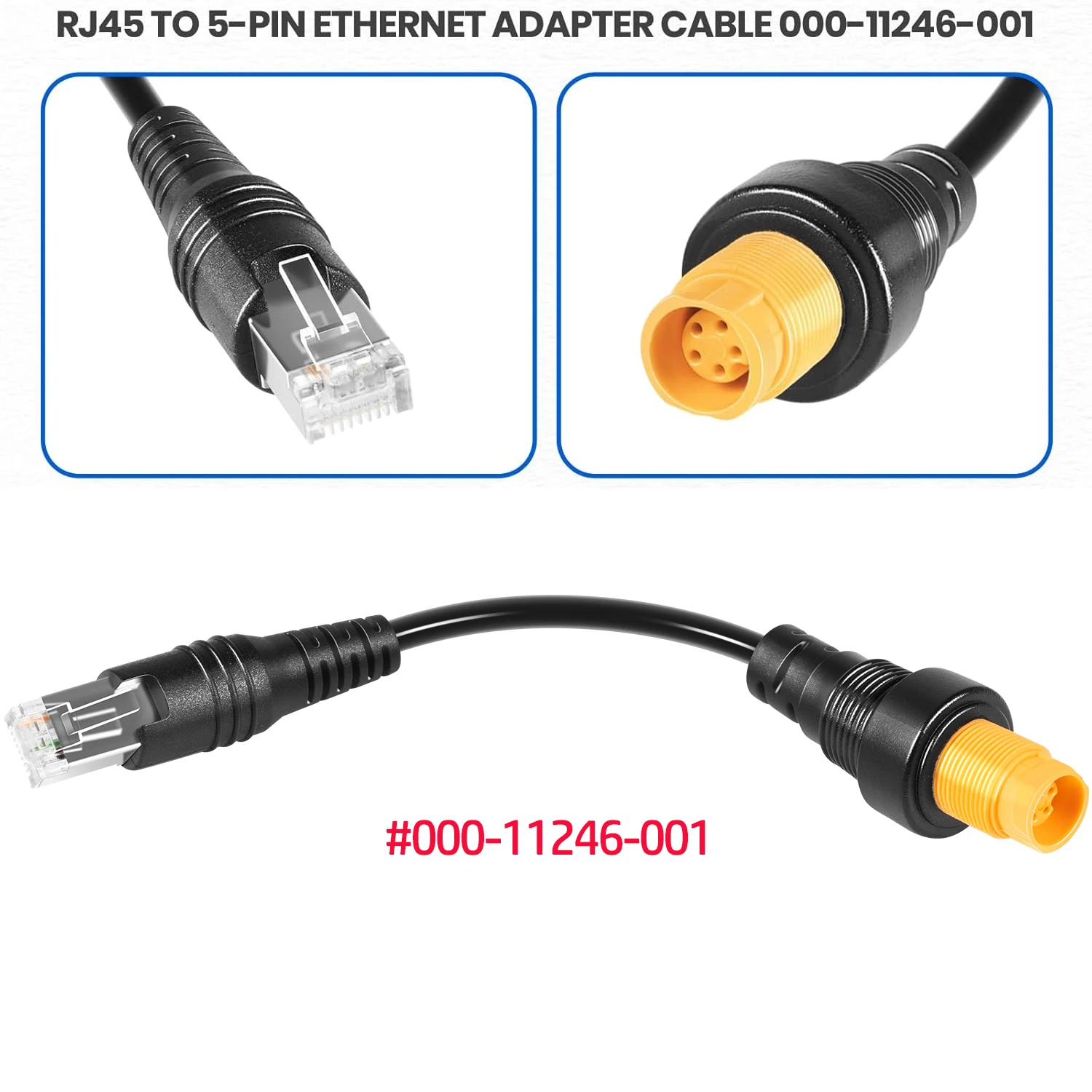 RJ45 to 5-Pin Marine Ethernet Adapter Cable 000-11246-001 for Simrad NSO Evo2 and Zeus2 Displays, Length: 7.2inch